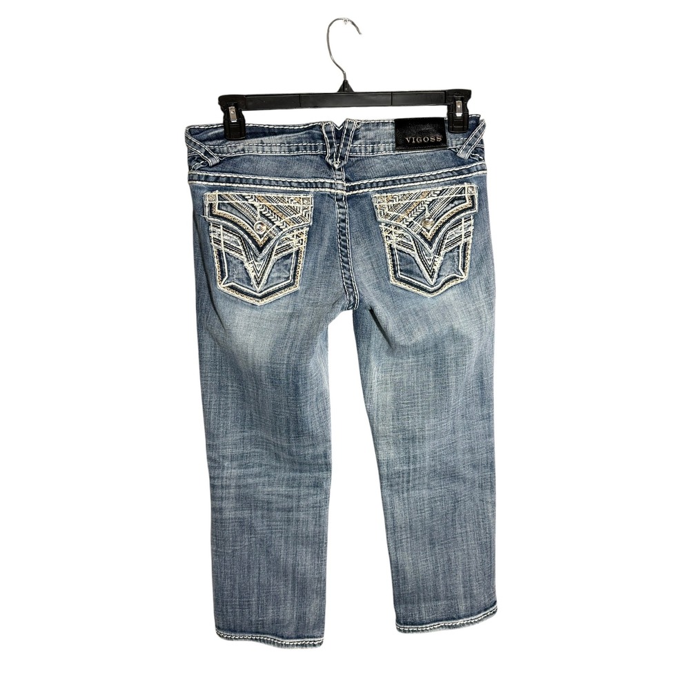 Vigoss The New York Capri Jeans Womens 7/8 Medium Wash Embroidered Rhinestone - Picture 3 of 15